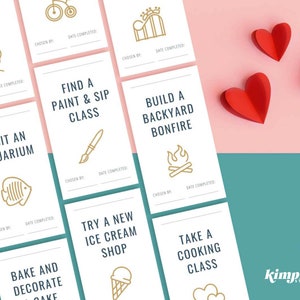 Date Night Ideen Karten, lustige Dinge zu tun, Paare Bucket List, Date Night Spiele, süße DIY romantische Valentinstag / Jahrestag Geschenkidee, selbst bearbeiten