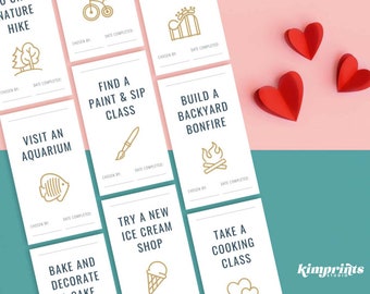 Date Night Ideen Karten, lustige Dinge zu tun, Paare Bucket List, Date Night Spiele, süße DIY romantische Valentinstag / Jahrestag Geschenkidee, selbst bearbeiten