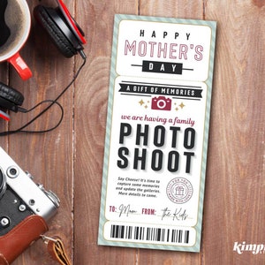 Certificado de regalo para sesión de fotos, idea de regalo para sesión de fotos del Día de la Madre, cupón para sesión de fotografía, plantilla divertida para sesión de fotos familiar, autoedición