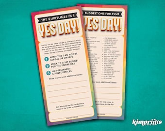 Yes Day Rules & Ideas, Kids Best Day Ever Suggestions, Yes Day Guidelines Template, Fun Experience Gift Printable, Digital File, Canva Edit