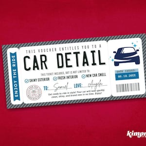 Car Detail Ticket Template, Car Detailing Gift Certificate, License Plate Car Detail Surprise Gift Printable Voucher,Digital File,Canva Edit