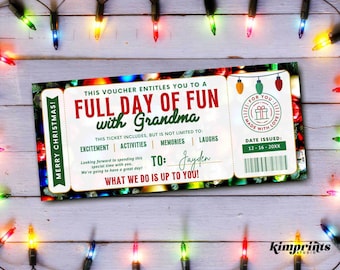 Fun Day Ticket, Kids Best Day Ever Gift Idea, Yes Day Christmas Gift Certificate Template, Fun Experience Gift, 9x4 Digital File, Self-Edit