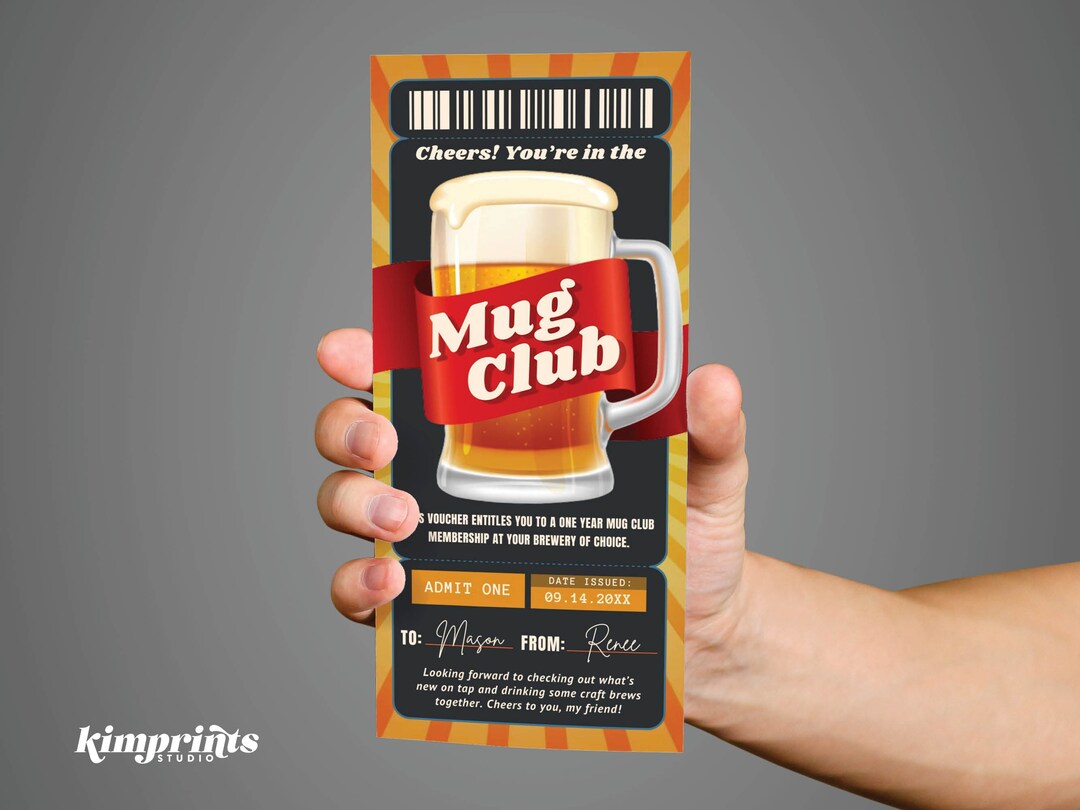Mug Club Gift Certificate Template, Craft Beer Club Membership Voucher