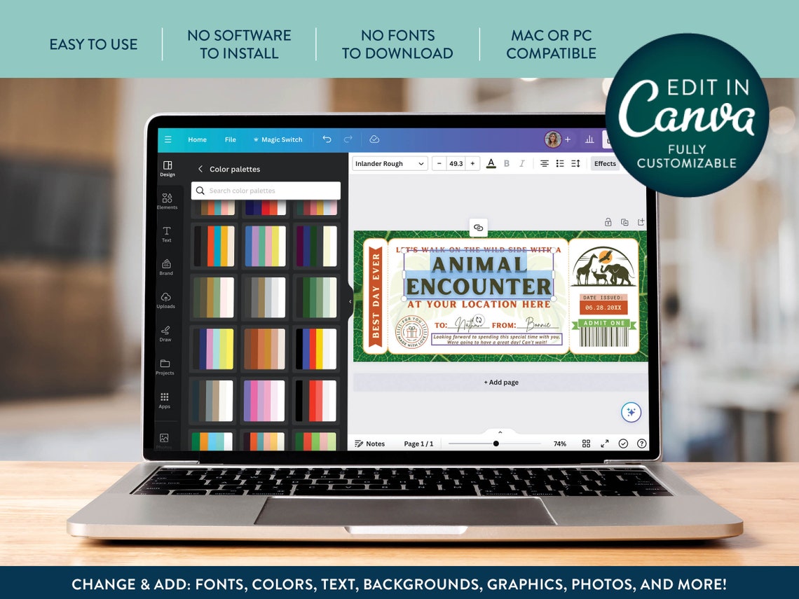 Animal Encounter Ticket Template, Edit to ANY Animal, Animal Feeding ...