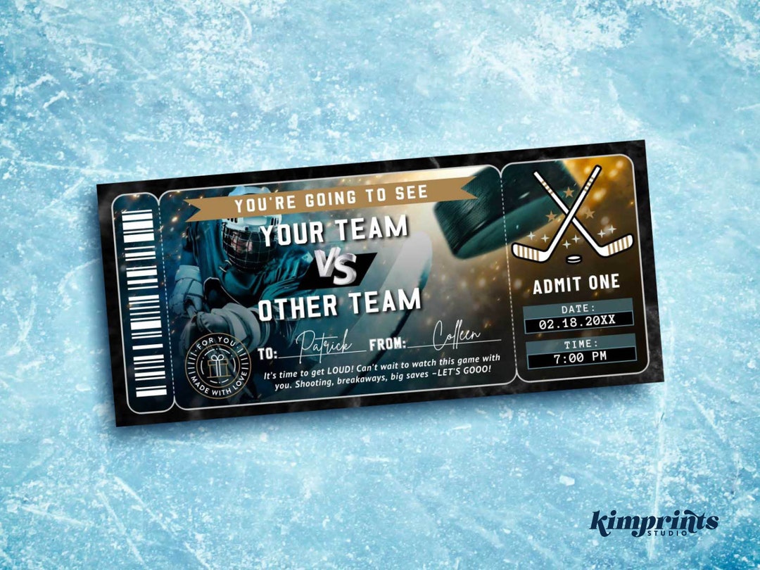 Hockey Ticket Template, Hockey Gift Certificate, Editable NHL Tickets Hockey Ticket Template, Hockey Gift Certificate, Editable NHL Tickets