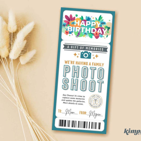 Photo Session Gift Template, Birthday Photo Shoot Gift Idea, Photography Session Gift Certificate, Family Photo Shoot Ticket, Canva Edit