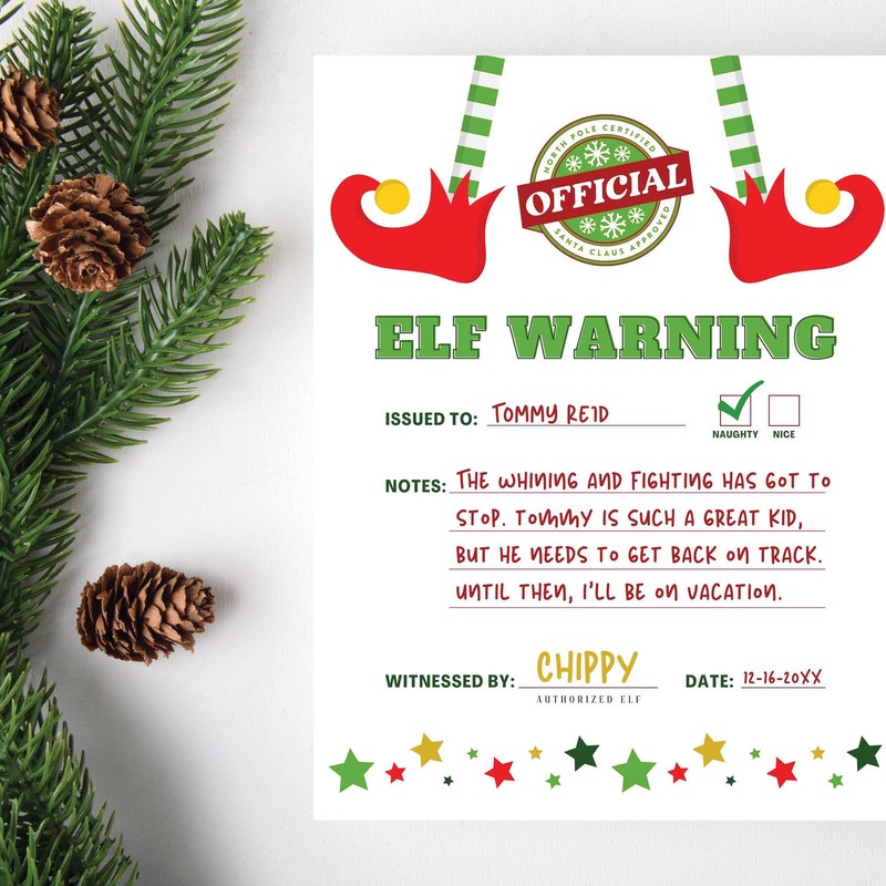 Elf Warning Letter - Etsy