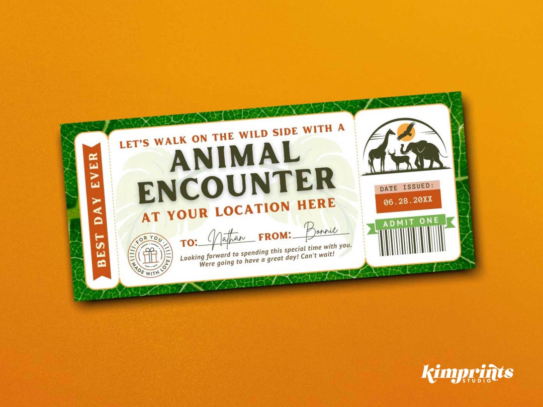 Animal Encounter Ticket Template, Edit to ANY Animal, Animal Feeding ...