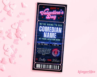 Comedy Show Ticket Vorlage, Comedy Club Valentinstag Geschenk, Stand Up Comedy Event zum Ausdrucken, Komiker Geschenkidee, lustige Date Night Idee, selbst bearbeitet