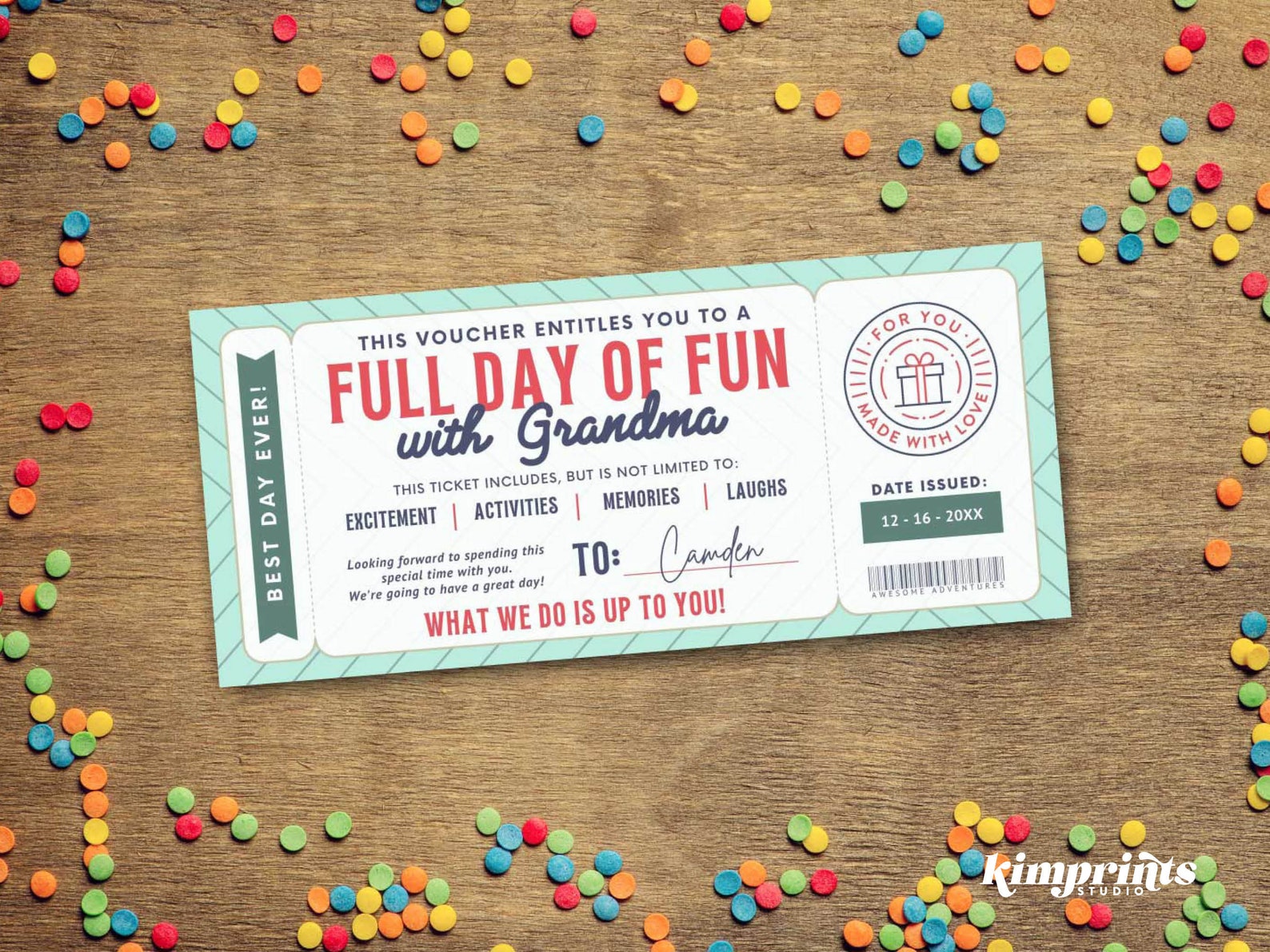 Fun Day Ticket Kids Experience Gift Souvenir Custom Printable Yes Day fun-day-ticket-kids-experience-gift-souvenir-custom-printable-yes-day
