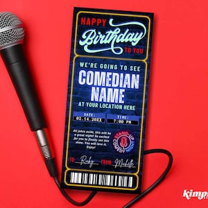 Comedy Show Ticket Vorlage, Comedy Club Geburtstagsgeschenk, Stand Up Comedy Event zum Ausdrucken, Komiker Geschenkidee, lustiges Geburtstagsgeschenk, selbst bearbeitet