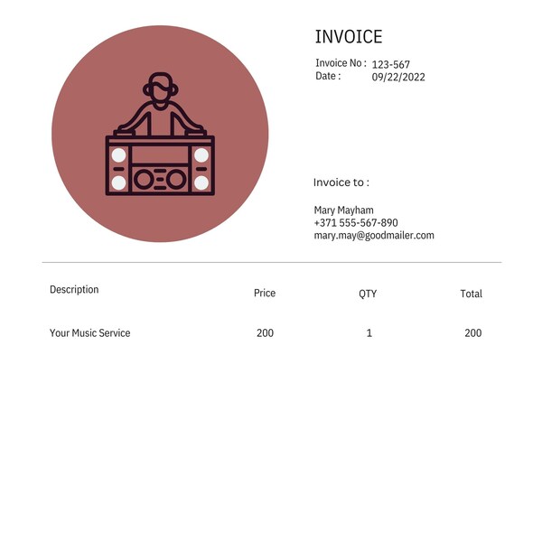 Dj Invoice Template Etsy