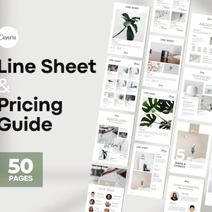 ¡50 plantillas de hojas de líneas editables! Catálogo mayorista, guía de precios y servicios, ventas de productos, plantilla de lista de precios, catálogo de hojas de líneas de Canva