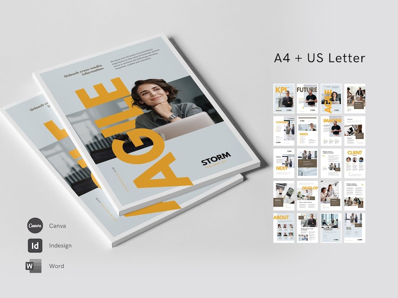Brochure commerciale, catalogue d’identités, proposition commerciale, pages de profil d’entreprise, 20 pages pour Canva, Indesign et Word image 1