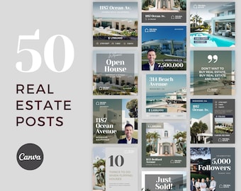 50 modèles Instagram pour l'immobilier / l'agent immobilier, les médias sociaux pour Canva / Facebook SoMe, le marketing, l'agent immobilier, les listes de marques de maison
