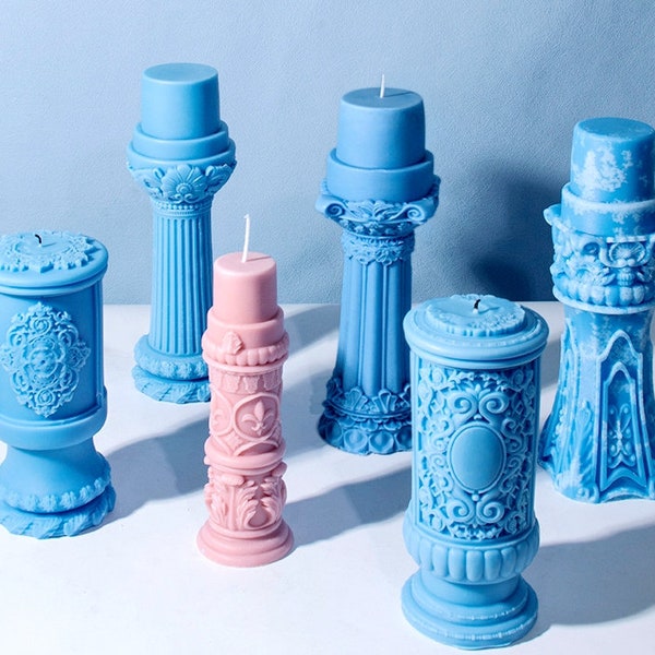 DIY Roman Pillar Candle Silicone Mold-Roman Column Candle Mold-Corinthian Candle Mold-Cylinder Candle Mold-DIY Aromatherapy Plaster Mold