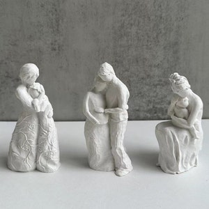 赤ちゃんの像を持つ母親 シリコンモールド 天使と子供の彫刻 大豆ワックスキャンドルモールド ギリシャの置物 室内装飾