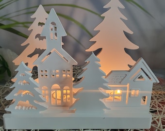 Arbre de Noël, maison, moule en silicone, moules pour bougeoirs, moule pour récipient pour bougies, moule pour récipient à bougies 2-3-4 trous, moules faits main