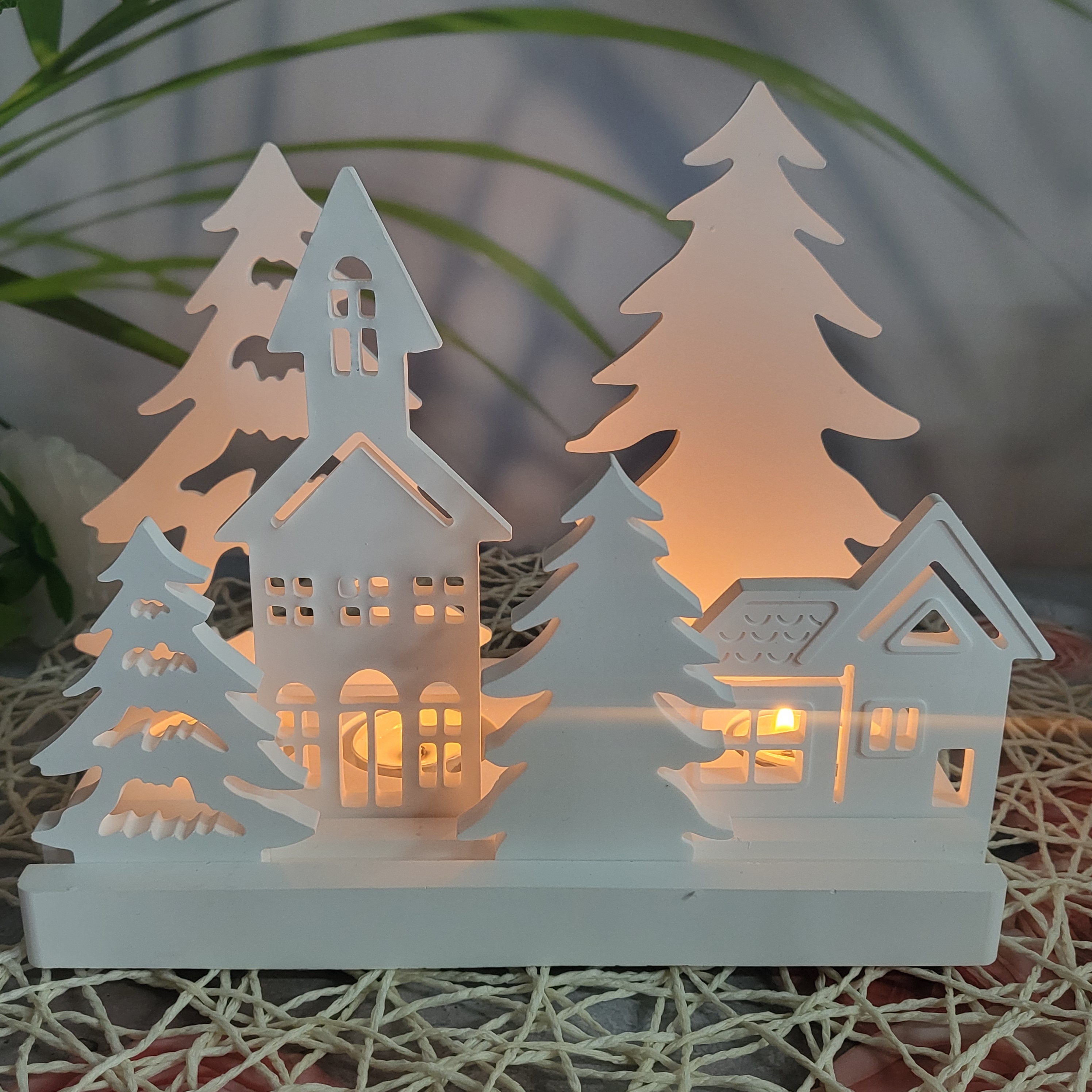 Stampo in silicone a forma di casa, portacandele in resina, stampo per scultura, stampo in silicone per candelieri, ornamenti per decorazioni per finestre e case, stampo in resina per artigianato