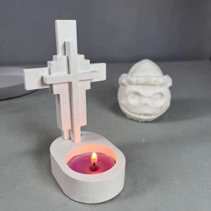 Cross Candle Holder Silicone Mold: DIY Epoxy Resin Craft