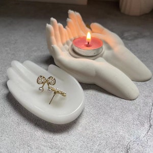 Hands Candle base mold hands Candle holder mold for resin hand trinket dish mold  Home Decor, DIY Resin jesmonite Plaster Moulds
