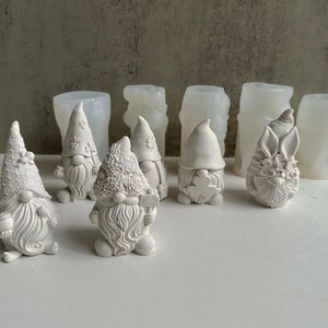 3D Gnome Silicone Moldlatex rubber mold,mould for concrete plaster resin and more Gnome,Cute Garden Gnome-DIY Aromatherapy Plaster Mold image 2