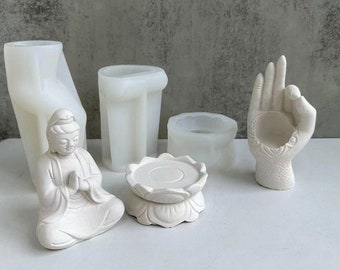 3D Lotus Candle Holder Silicone Mold: Plaster Decoration Tool