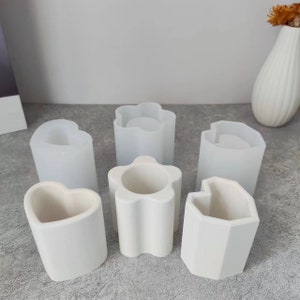 Heart candle vessel mold Heart candle container silicone mold,flower pen holder mold,plaser mold resin mold concrete mold home decor,vessel