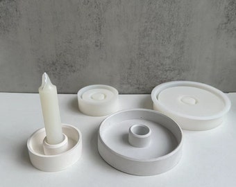 Round Candlestick Silicone Mold: Candle Holder Tray, Storage Box