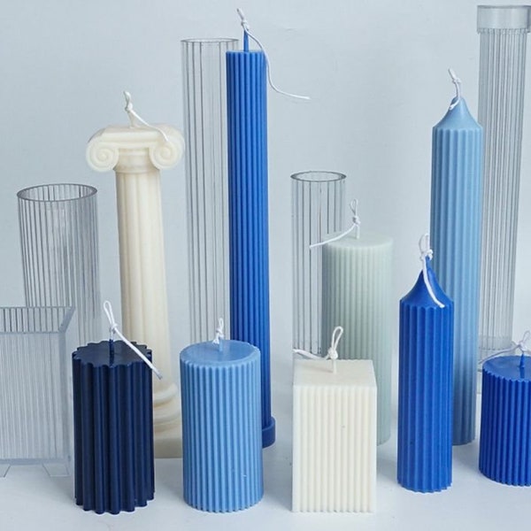 Stripe Roman Column Acrylic Candle Mold Stripe cylinder shape  plastic candle molds home deco