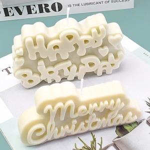 Molde de vela de feliz cumpleaños, molde de vela de Feliz Navidad, molde de resina para letras, fabricación de resina
