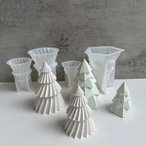 Christmas Tree Silicone Molds for DIY Handmade Aroma Gypsum Scented Candle Mould Christmas Decorations Home Decor Crafts