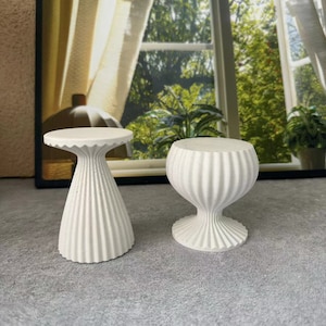 Stripe Candle Holder Silicone Mold: Concrete Plaster, Epoxy Resin