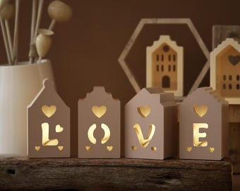 House Tealight Silicone Mold: LOVE Light Houses