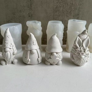3D Gnome Silicone Moldlatex rubber mold,mould for concrete plaster resin and more Gnome,Cute Garden Gnome-DIY Aromatherapy Plaster Mold image 4