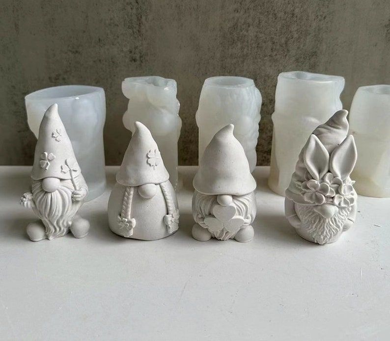 3D Gnome Silicone Moldlatex rubber mold,mould for concrete plaster resin and more Gnome,Cute Garden Gnome-DIY Aromatherapy Plaster Mold image 4