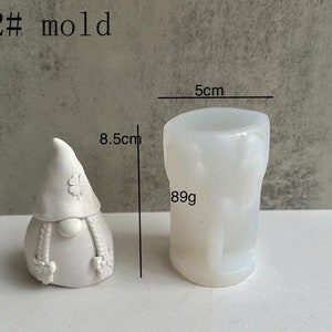 3D Gnome Silicone Moldlatex rubber mold,mould for concrete plaster resin and more Gnome,Cute Garden Gnome-DIY Aromatherapy Plaster Mold 2#