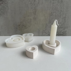 Piece of Heart Candlestick Silicone Mold - heart Candle Holder Mould - Cement Concrete Raysin Resin Home Decoration Birthday Gift Moulds
