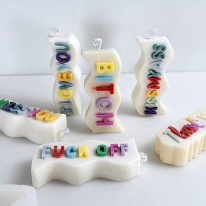 Gíria letras palavras palavrões tira molde de vela de silicone frases em inglês molde de velas, molde de vela de carta, foda, amor