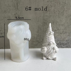 3D Gnome Silicone Moldlatex rubber mold,mould for concrete plaster resin and more Gnome,Cute Garden Gnome-DIY Aromatherapy Plaster Mold 6#