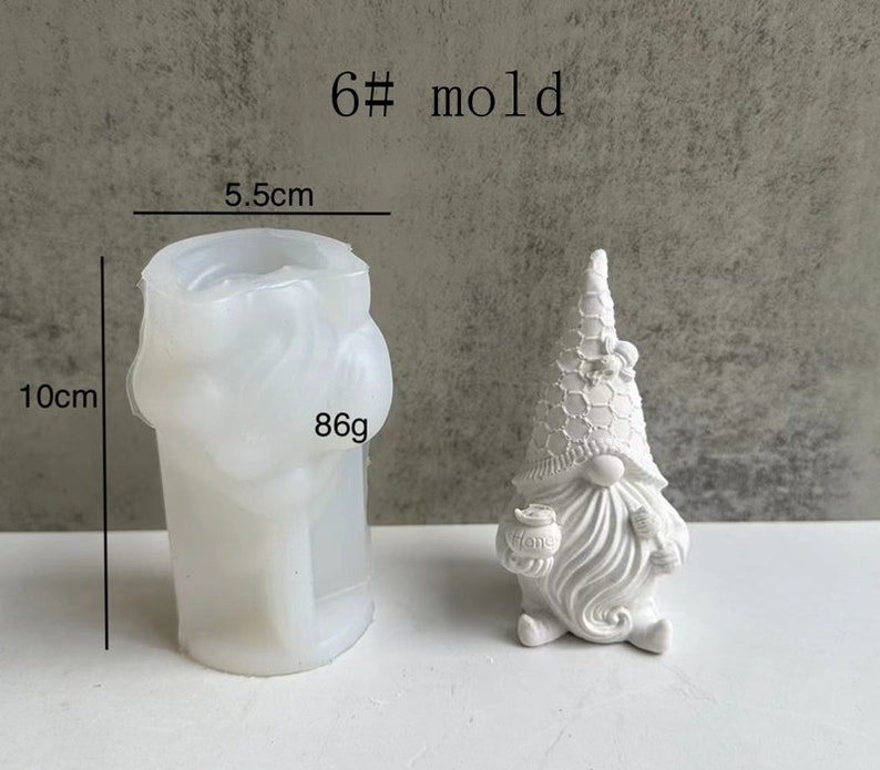 3D Gnome Silicone Moldlatex rubber mold,mould for concrete plaster resin and more Gnome,Cute Garden Gnome-DIY Aromatherapy Plaster Mold 6#