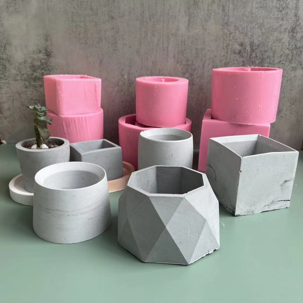 Storage box mold with lid Concrete plant pot mold plaster container mold candle vessel mold Nordic decor Jesmonite/Resin Craft