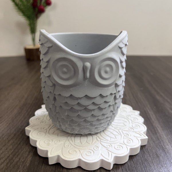 Owl Pen Holder Epoxy Resin Mold Owl Flower Pot Silicone Mold Concrete Cement Plaster vase Mold Silicone Candle Jar Molds Vase Mould