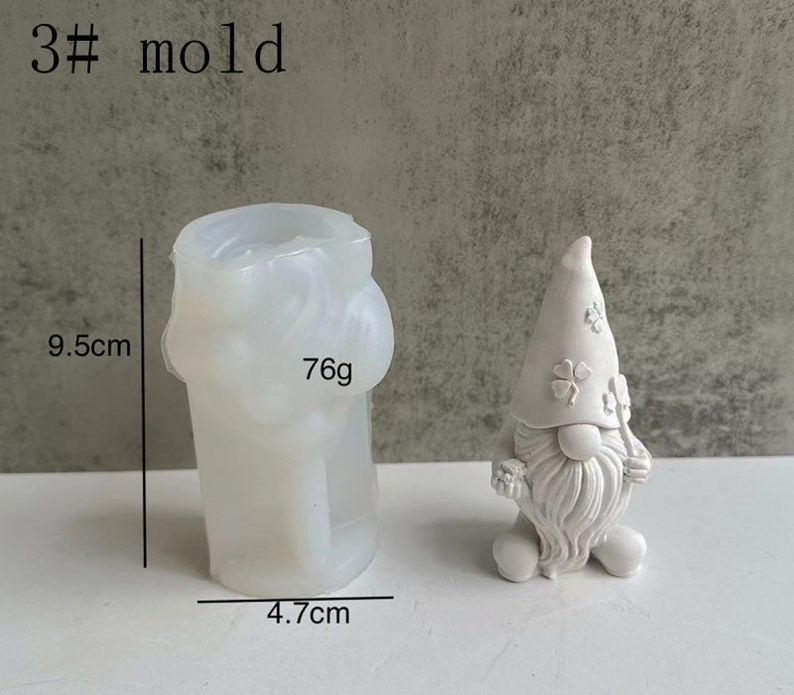 3D Gnome Silicone Moldlatex rubber mold,mould for concrete plaster resin and more Gnome,Cute Garden Gnome-DIY Aromatherapy Plaster Mold 3#