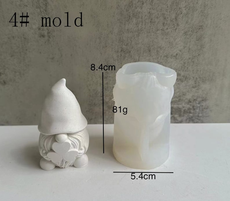 3D Gnome Silicone Moldlatex rubber mold,mould for concrete plaster resin and more Gnome,Cute Garden Gnome-DIY Aromatherapy Plaster Mold 4#
