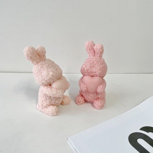 Bunny with Heart Silicone Mold - Easter Rabbit Candle, Cake Mould