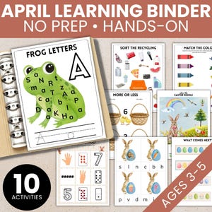 Libro imprimible de actividades de primavera, actividades para estudiantes en el aula SIN PREPARACIÓN para abril, carpeta de actividades de Pascua, trabajo matutino de matemáticas para preescolares que terminan temprano