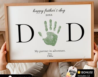 Personalized Fathers Day Handprint Craft for Dad Printable, Unique Father Day Gift from Toddler Digital Download, DIY Handprint Keepsake Art