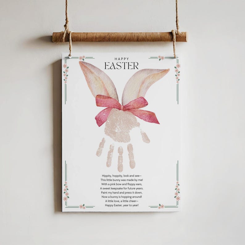 easter handprint with poem on cardstock paper as a classroom craft project