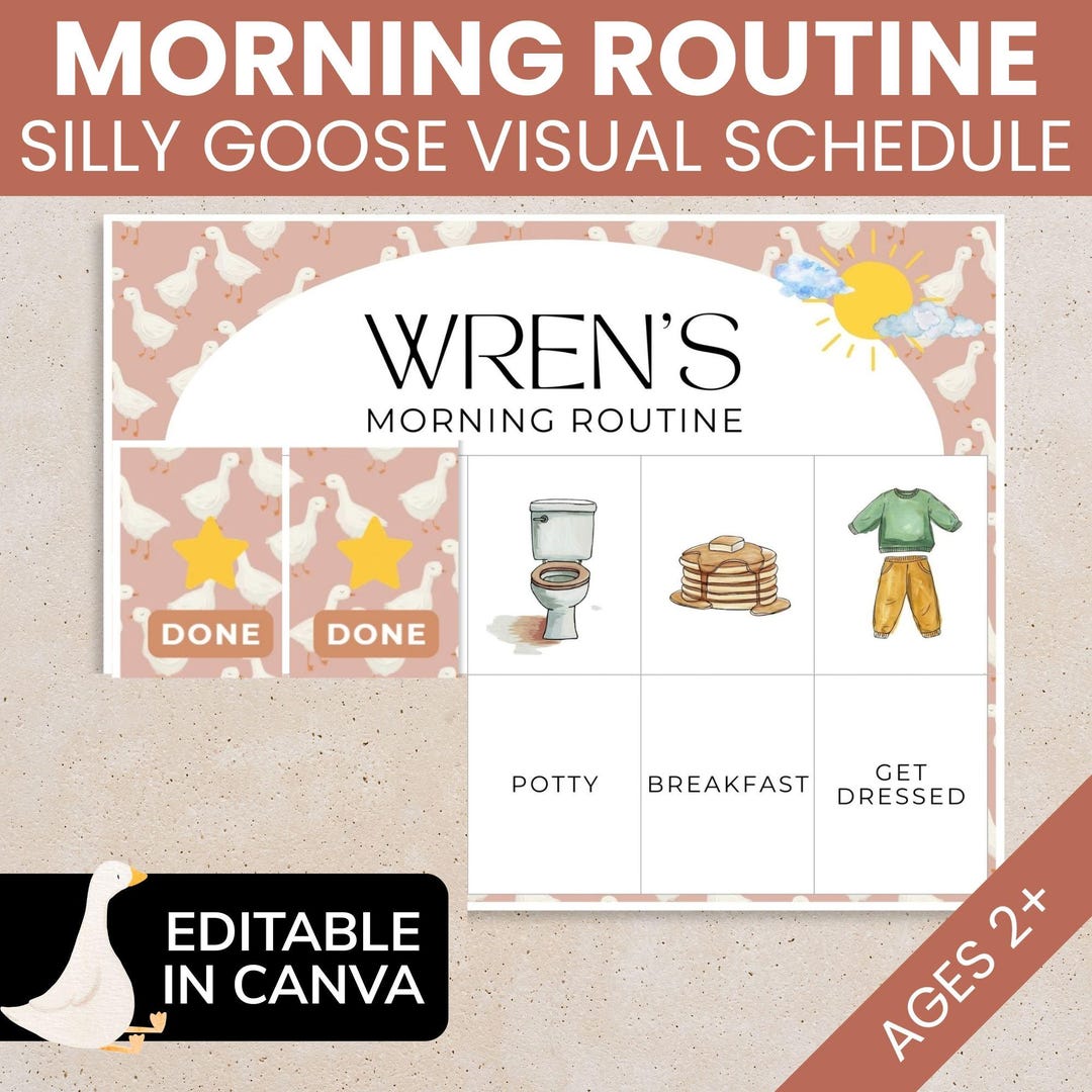 Silly Goose Morning Routine Flip Chart for Kids With Pictures Printable ...